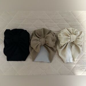Set of Three Baby Bow Headwraps - Black, Brown, and Cream